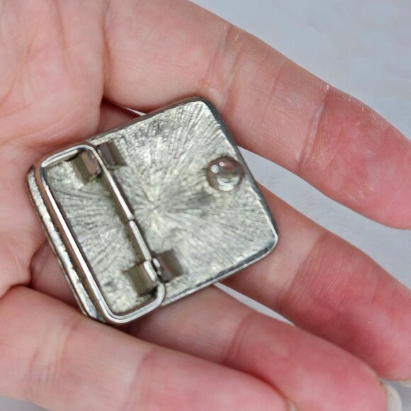 Vintage Silver & Black Enamel Swallow Design Belt Buckle Flying Birds - Picture 3 of 8